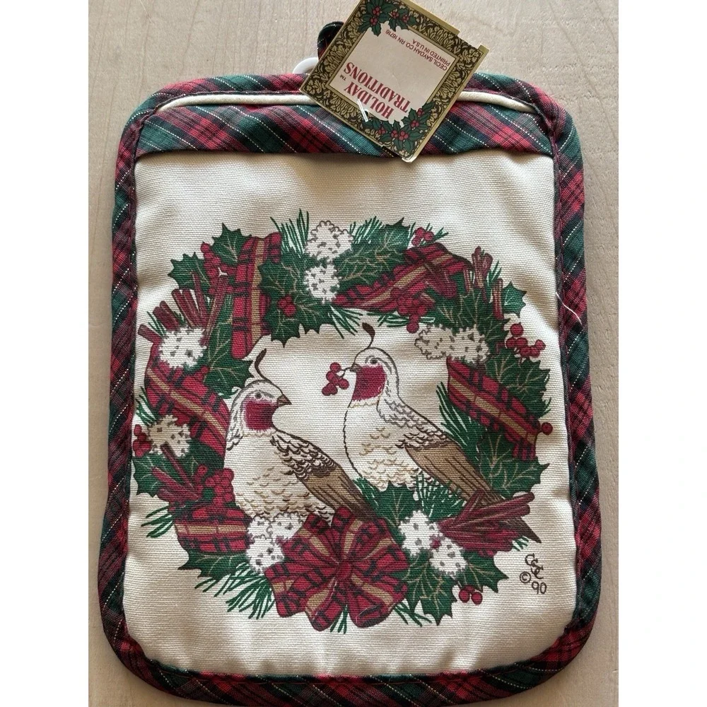 Vtg 1990s Christmas Potholder Hot Pad LOT of 4 New Unused B&D CSC Cottage Goose